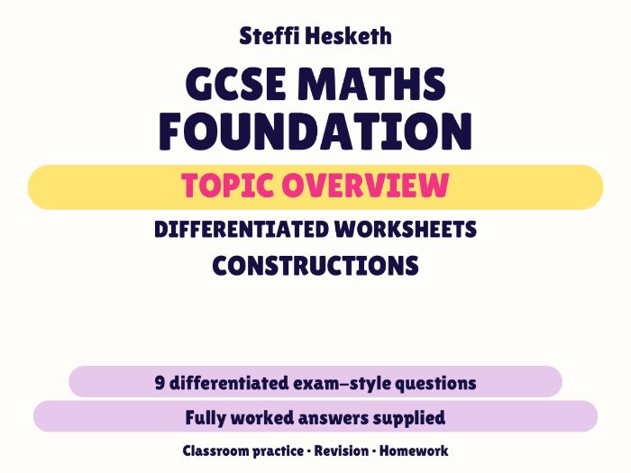 GCSE Foundation Constructions | Topic Overview Differentiated Worksheet
