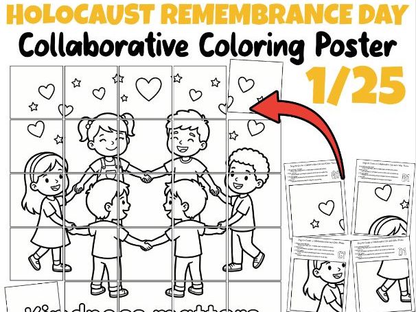 Holocaust Remembrance Day Collaborative Coloring Poster | Kindness Matters