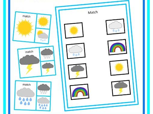 Weather Theme picture Matching Activities Autism Special Education