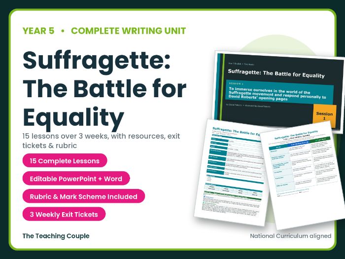 Suffragette: The Battle for Equality | Year 5 English Unit | 15 Complete Lessons + Resources