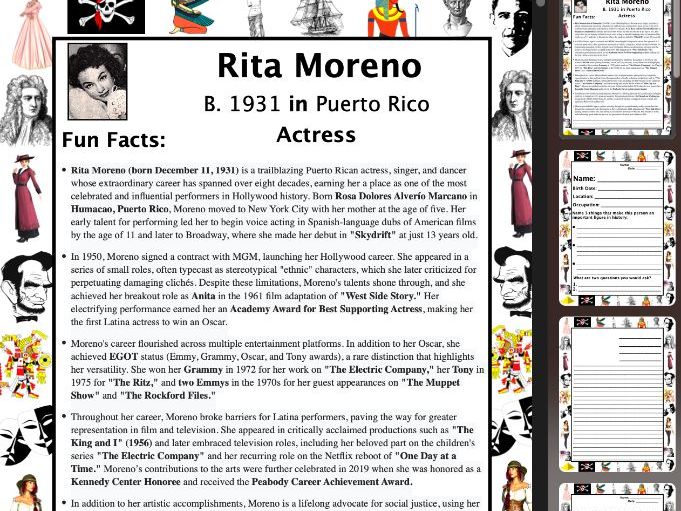 Rita Moreno PACKET & ACTIVITIES, Important Historical Figures Series