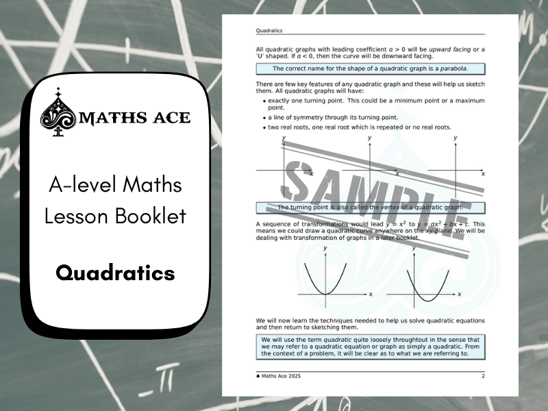 A-level Maths Lesson Booklet: Quadratics FREE