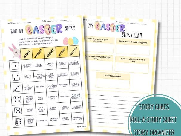 Roll an Easter Story – ESL Roll the Dice Speaking & Writing Activity | Spring Creative Writing Game