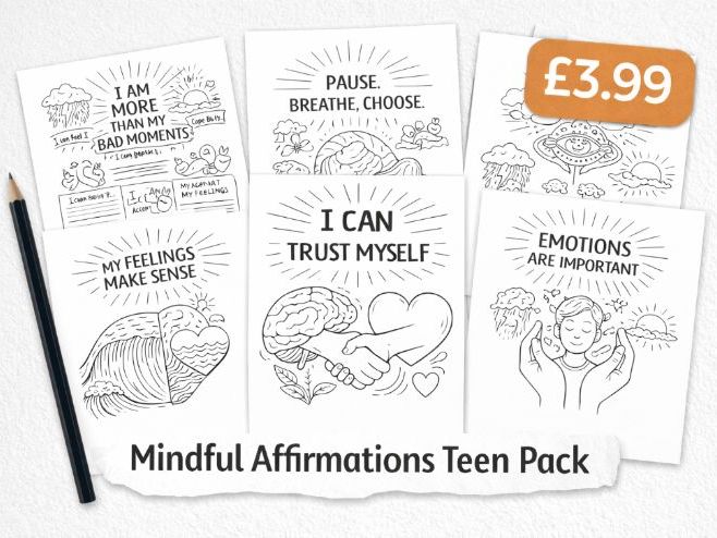 Teen Regulation Colouring Pack | Emotional Wellbeing & Self Reflection Activity