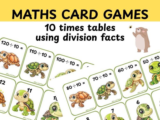 Ten times tables division card game