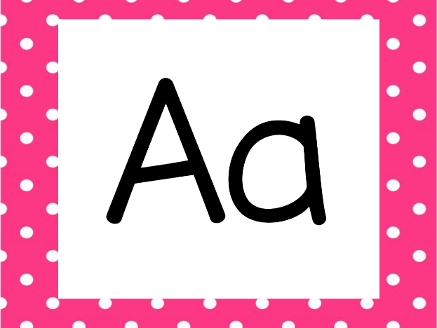 Hot Pink Background with Polka Dots Word Wall Alphabet