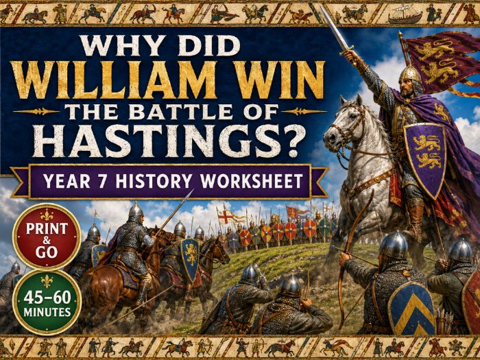 Why did William win the Battle of Hastings worksheet/cover sheet