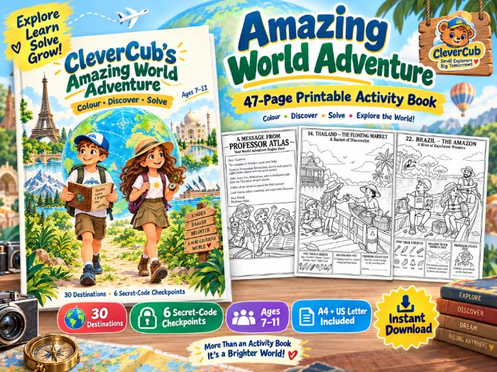 Clevercub Amazing World Monuments & Wonders – 47-Page Geography Activity Book