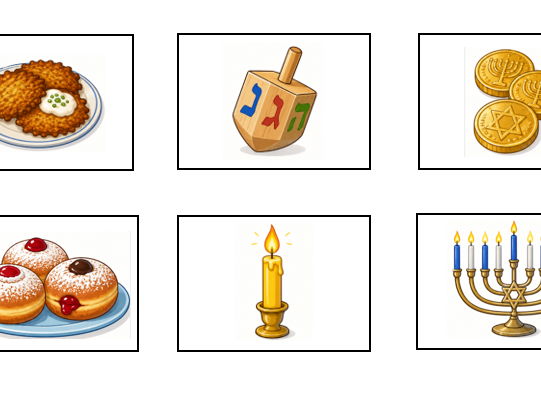 Year 1 Judaism Hannukah matching worksheet