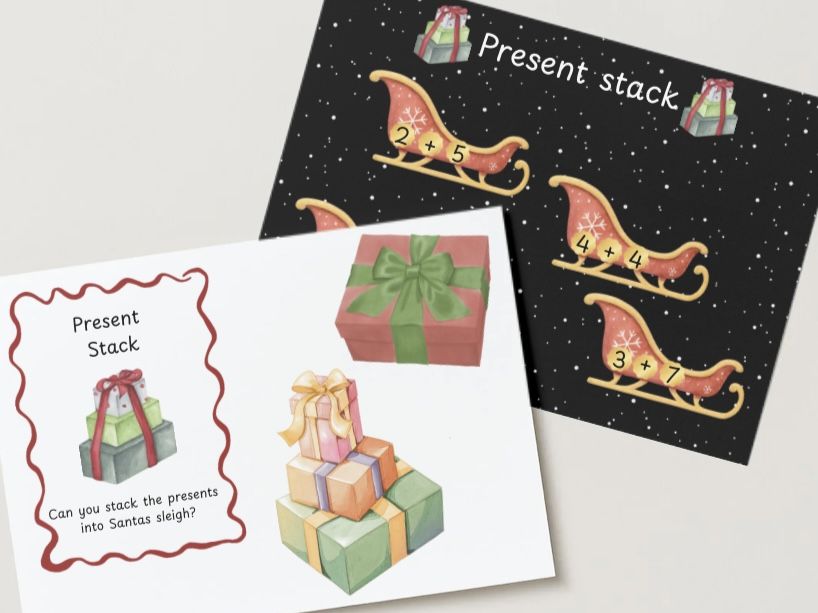 Present stackers with simple number sentences