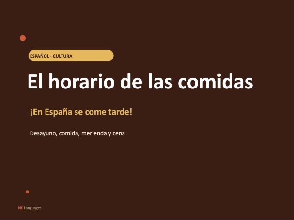 SPANISH: El horario de las comidas (Cultural lesson)