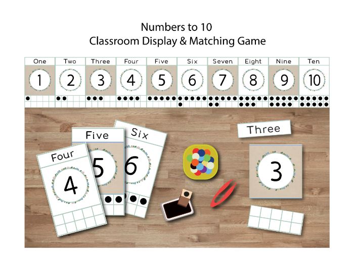 Numbers to 10 Classroom Display & Matching Game – Early Years