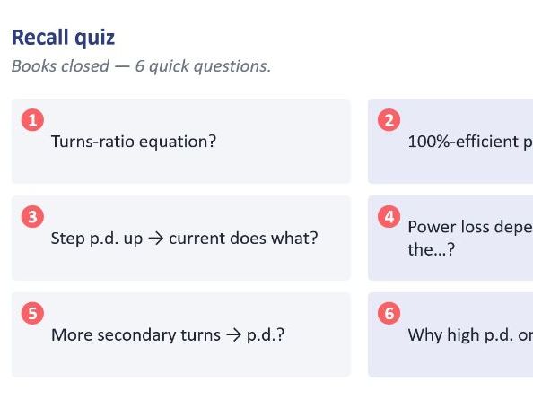 P15.8 Transformers in action (AQA 1-9 Combined Trilogy & Separate Physics)