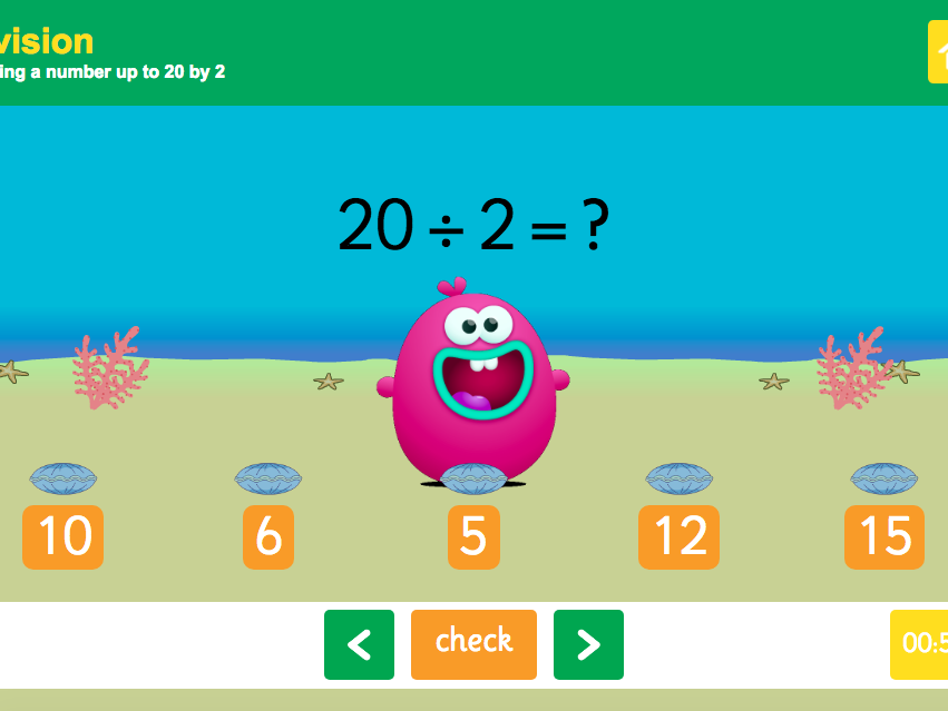 2 Times Tables Dividing a number up to 20 by 2 Interactive Game KS1