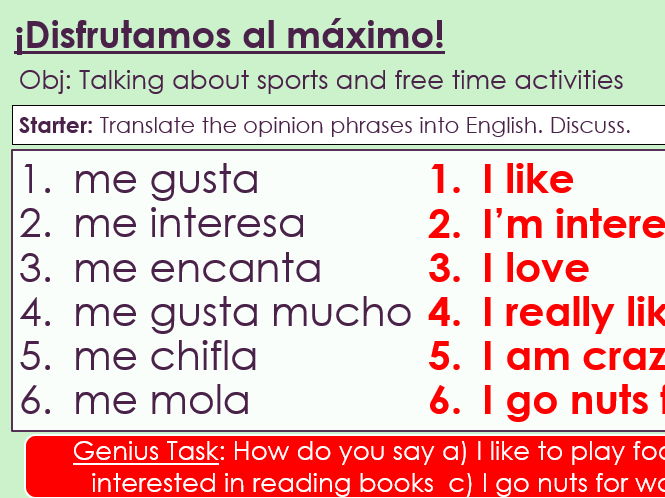 NEW 2026 GCSE Spanish. Higher/ Rojo. Module 1: Unit 2. ¡Disfrutamos al máximo!