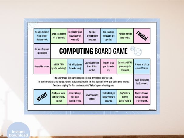 Computing Game Board – Fun Starter Activity (FREE)