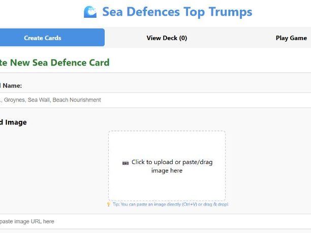 Coastal protection Top Trump cards game app