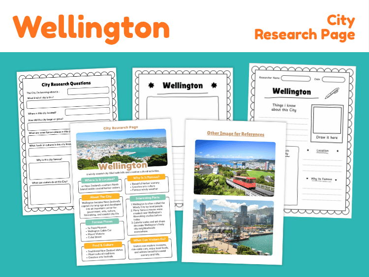 Wellington City Research Project | New Zealand Geography Worksheets