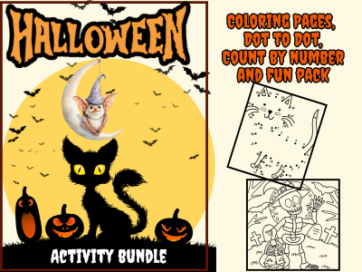 Ultimate Halloween Activity Pack — Coloring, Dot-to-Dot & More (4 individual packs)