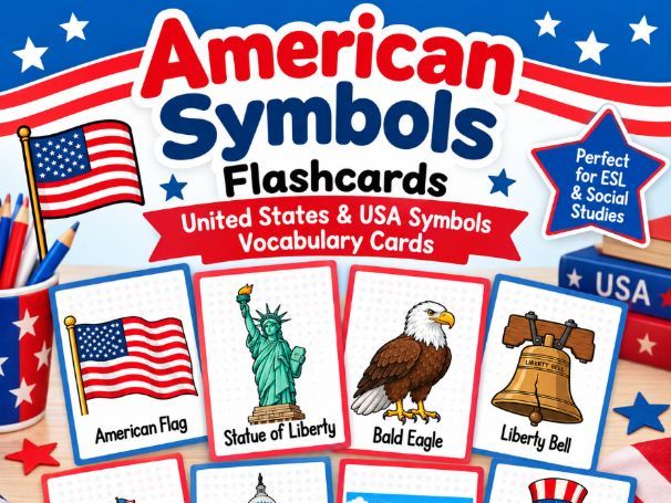 American Symbols Flashcards | United States & USA Symbols Vocabulary Cards