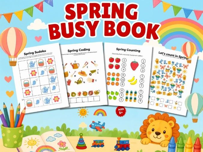 kindergarten Spring Activities. Counting, Pre-writing, Coloring