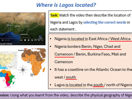 Lagos - location, importance and population growth AQA GCSE Geography
