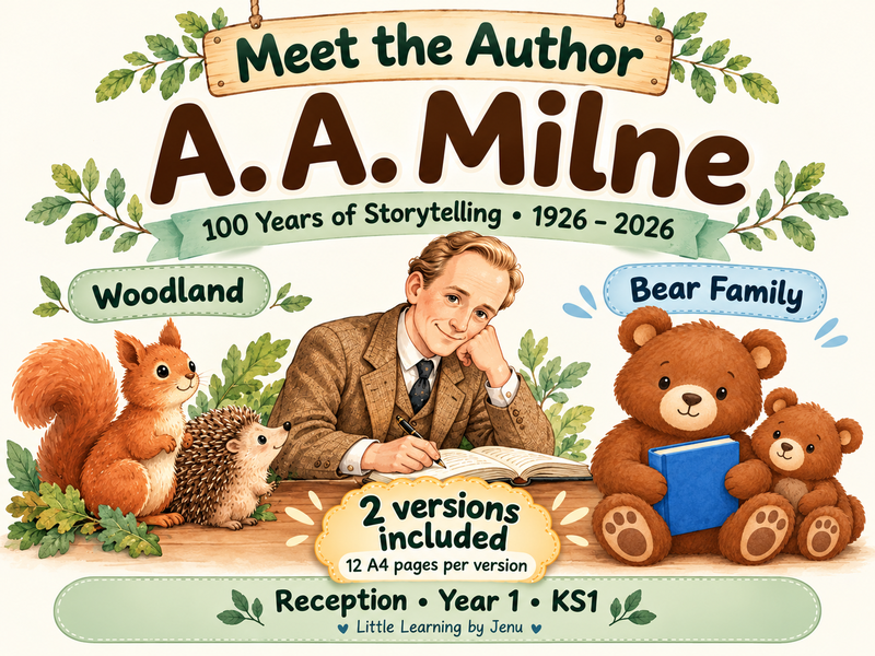 A. A. Milne Author Study & Activity Pack | KS1 | Woodland and Bear Family Versions