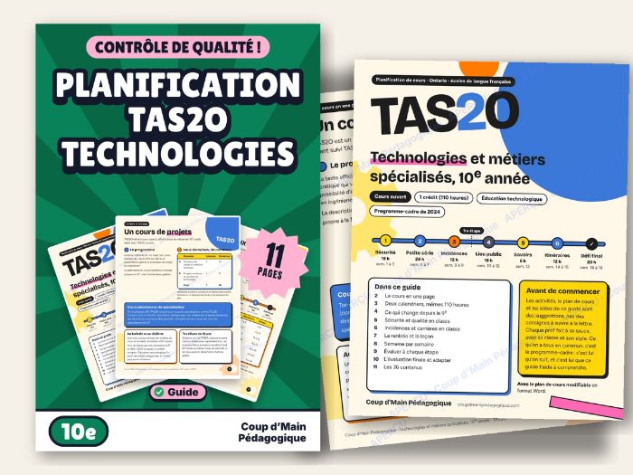 French Course Plan Grade 10 TAS2O Technology and the Skilled Trades