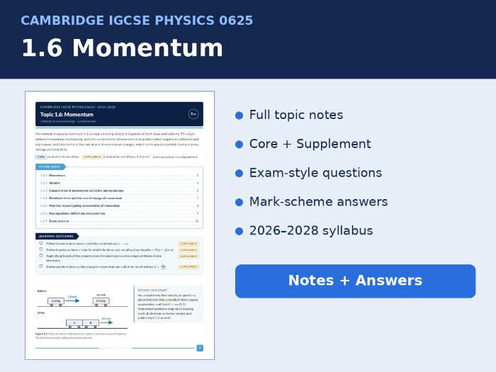 IGCSE Physics 0625 1.6 Momentum Notes