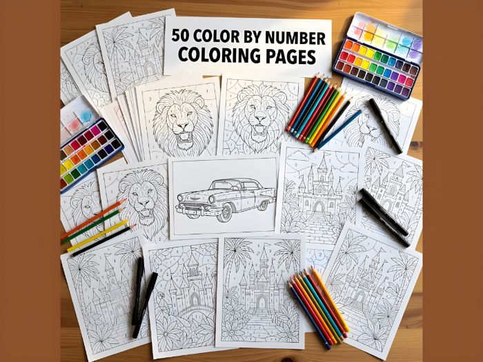 50 Color by Number Coloring Pages – Fun Printable PDF for Kids & Adults