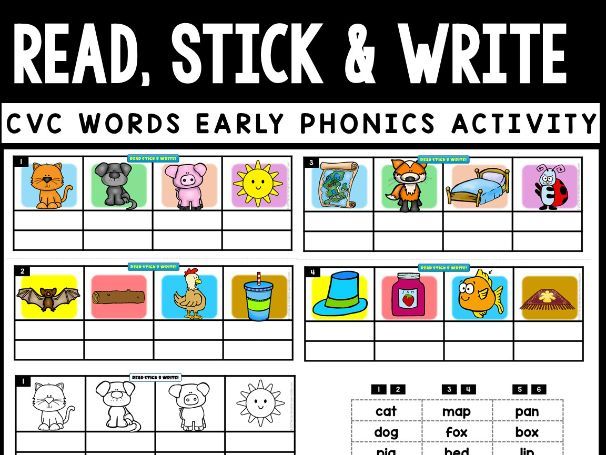Read, Stick and Write CVC Early Phonic Activity
