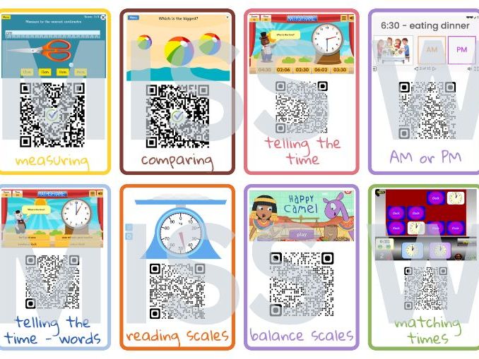 Measurement Maths Games QR Flashcards