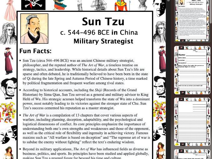 Sun Tzu PACKET & ACTIVITIES, Important Historical Figures Series