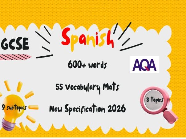 AQA 2026 GCSE Spanish Vocabulary and Sentence Builder