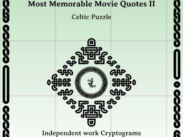 Most Memorable Movie Quotes   II - Independent work Cryptogram Puzzles for ELA
