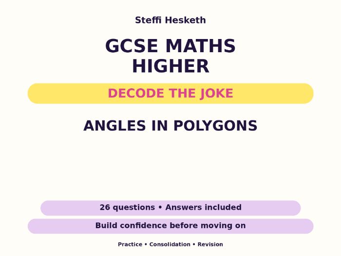 Angles in Polygons | GCSE Decode the Joke + Answers
