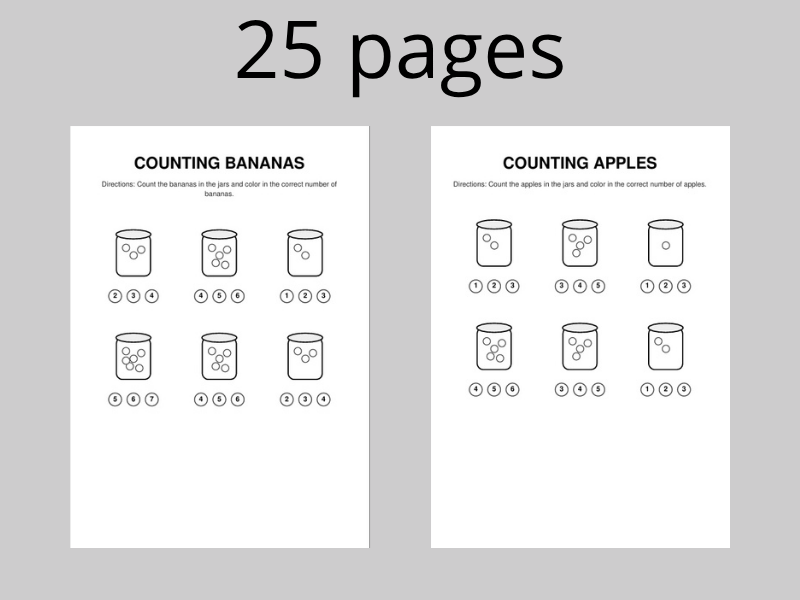 25-page Fruit Counting & Coloring Workbook