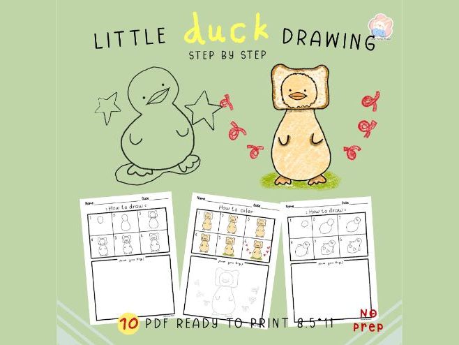 Little Duck Step-by-Step Drawing & Coloring Activities, how to draw