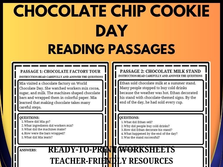 World Chocolate Day Reading Comprehension | 20 Passages, 100 Questions & Answer Key