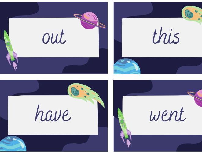 100 High Frequency Word Cards  - Space Theme