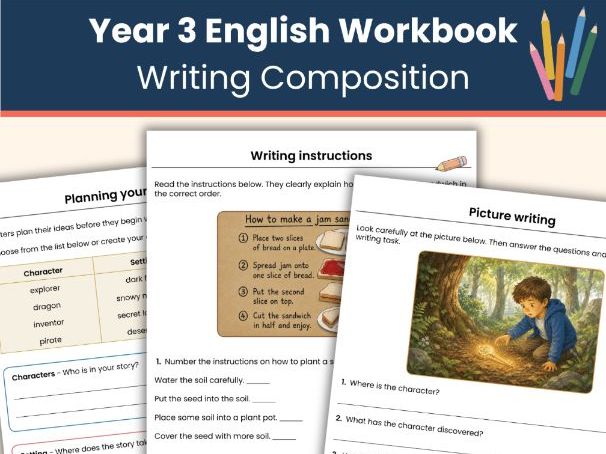 Year 3 Writing Composition Workbook | Creative Writing & English Activities | Printable Resource