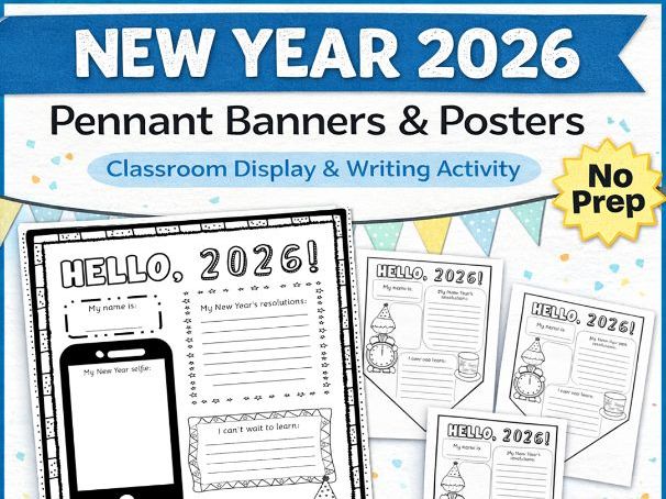 New Year’s 2026 pennants banners & posters