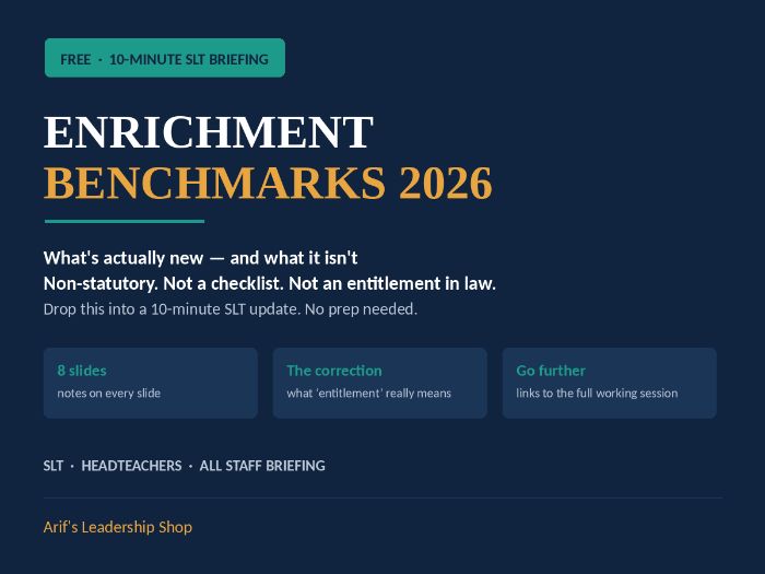 FREE Enrichment Benchmarks 2026: What's Actually New (10-Minute SLT Briefing)