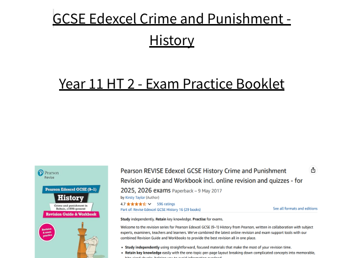 GCSE Crime and Punishment Exam Practice Booklet