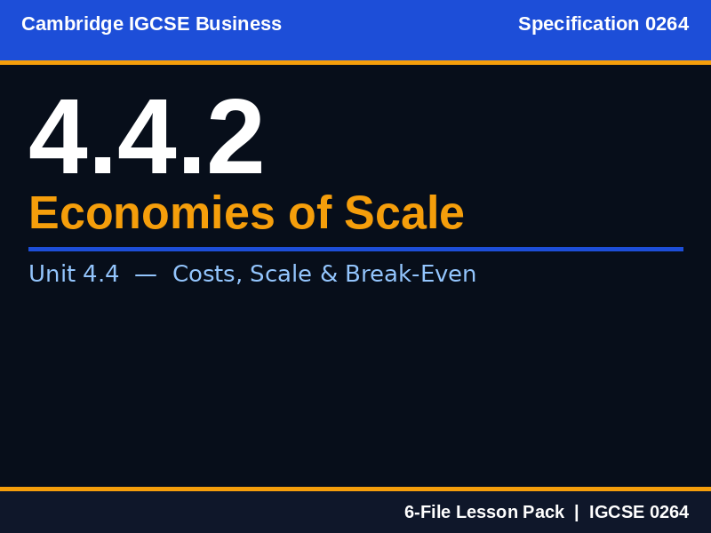 Cambridge IGCSE Business 0264 | 4.4.2 Economies and Diseconomies of Scale | Lesson Pack