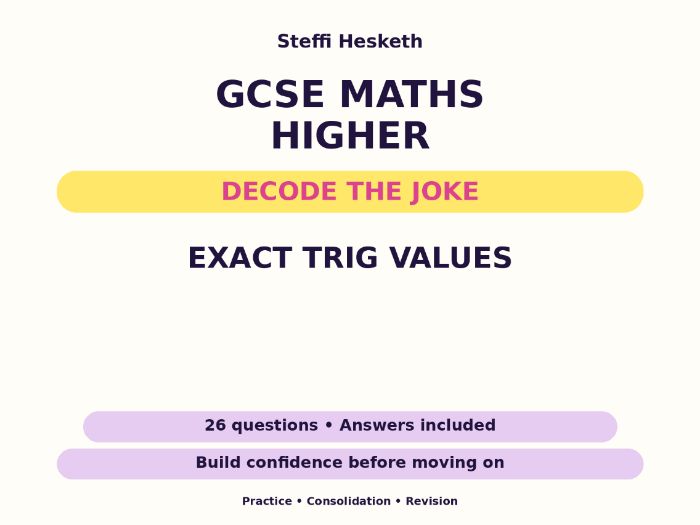 Exact Trig Values | GCSE Decode the Joke + Answers