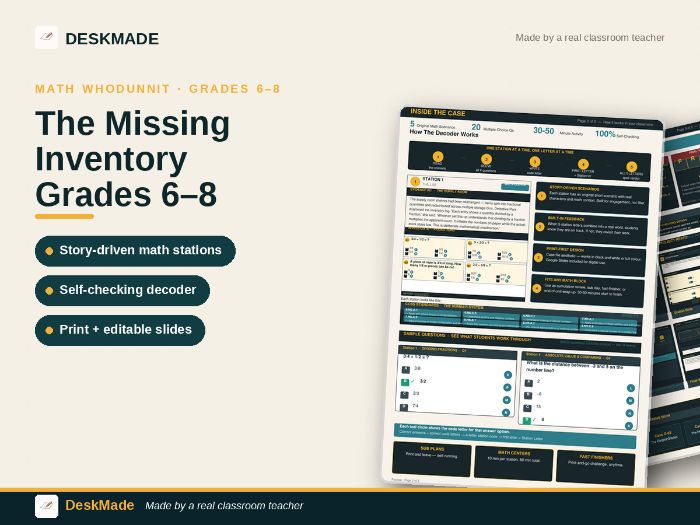 Math Whodunnit Escape Room | Grades 6–8 | Missing Inventory | Number System