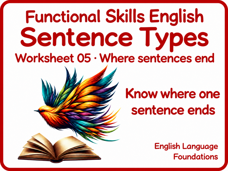 Full Stops and Sentence Boundaries | Functional Skills English Worksheet Pack