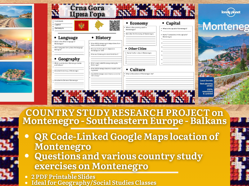 Country Study Research Project - Montenegro - Social Studies - Southeastern Europe - Balkans