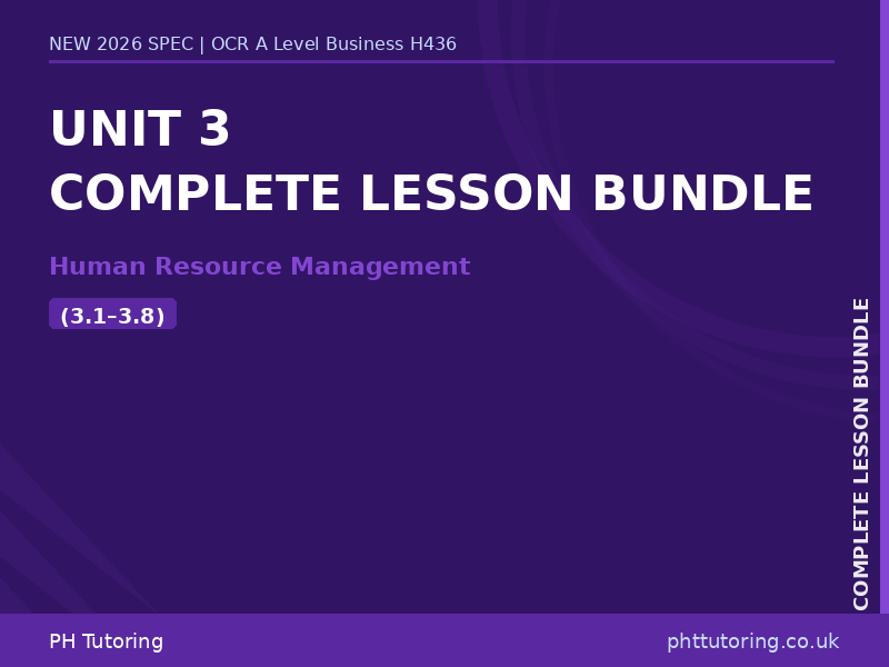 NEW 2026 OCR A Level Business H436 – Unit 3 – COMPLETE LESSON BUNDLE (3.1–3.8)